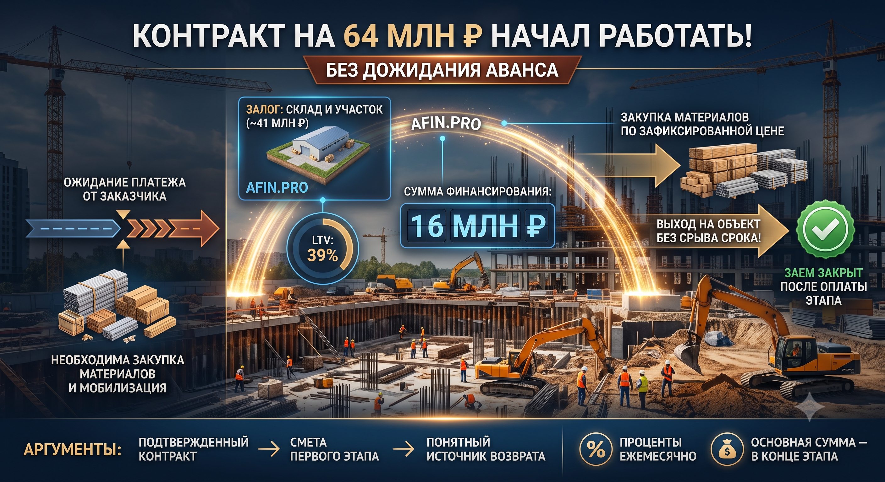  Контракт на 64 млн ₽  начал работать, не  дожидаясь  аванса